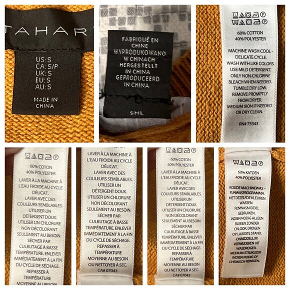 Tahari US Small Sweater V-neck Mustard Yellow Long Sleeve Side Slits - Picture 11 of 16